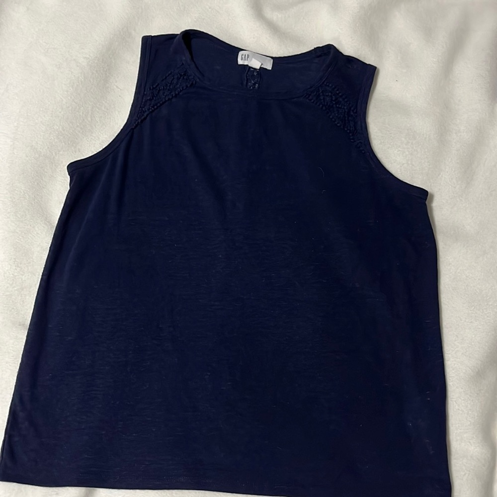 Navy sleeveless top Sz Med